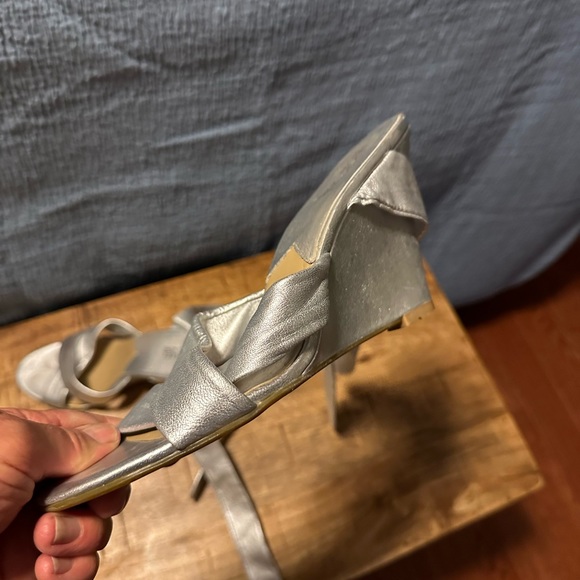 Michael Kors silver wedge ankle tie sandals - Picture 6 of 8